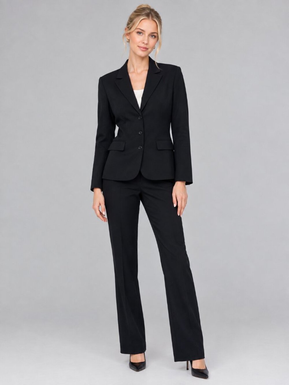 TAHARI Arthur S. Levine Petite Blazer Jacket with Flap Pockets Black 10P #A4598